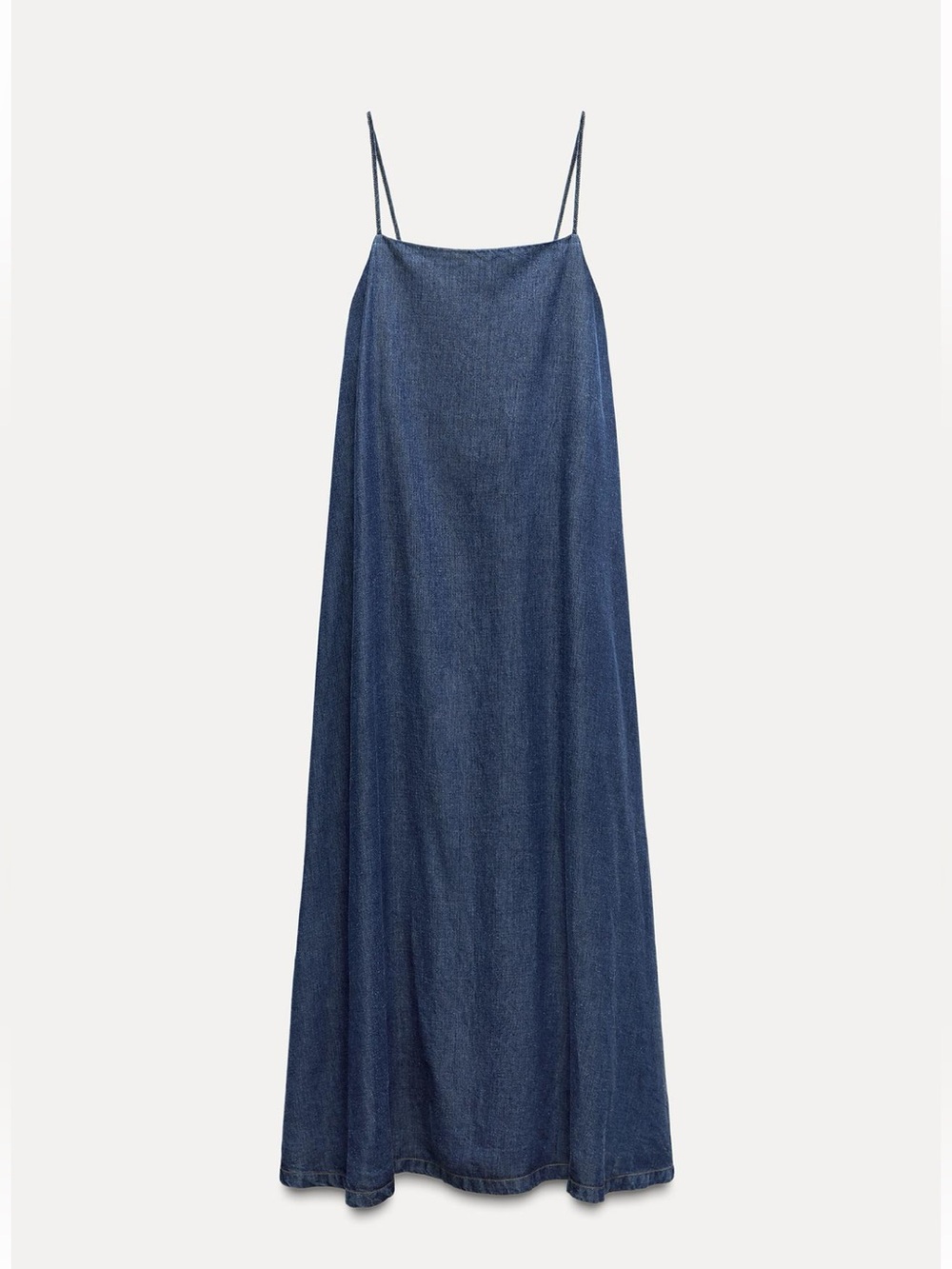 Zara Denim-Effect Slip Maxi Dress in Deep Blue